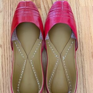 Red Italian Leather Flats